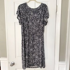 LOFT Floral Flutter Sleeve Dress, Size Large